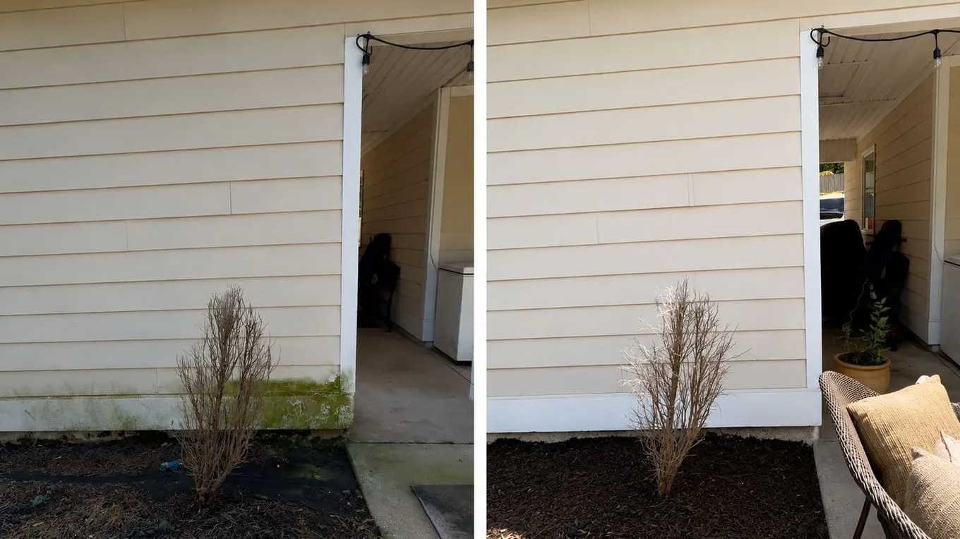 House siding before and after a low pressure soft wash