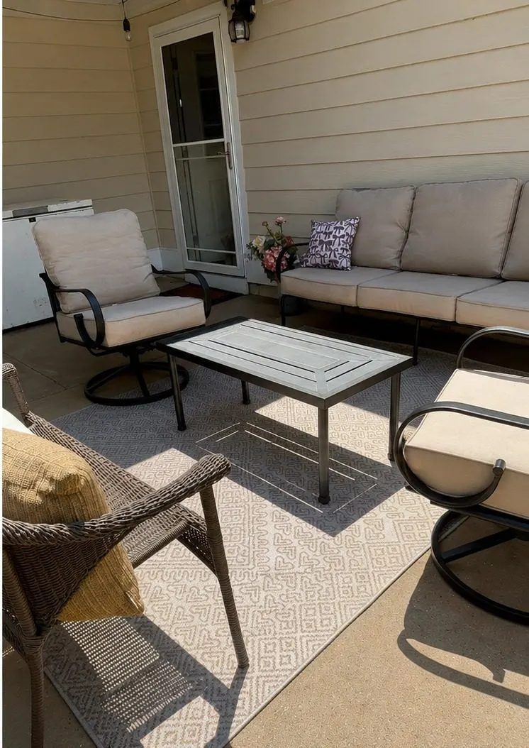 After cleaning by East Alabama Surface Clean. Back patio covered in green algae, then cleaned and furnished