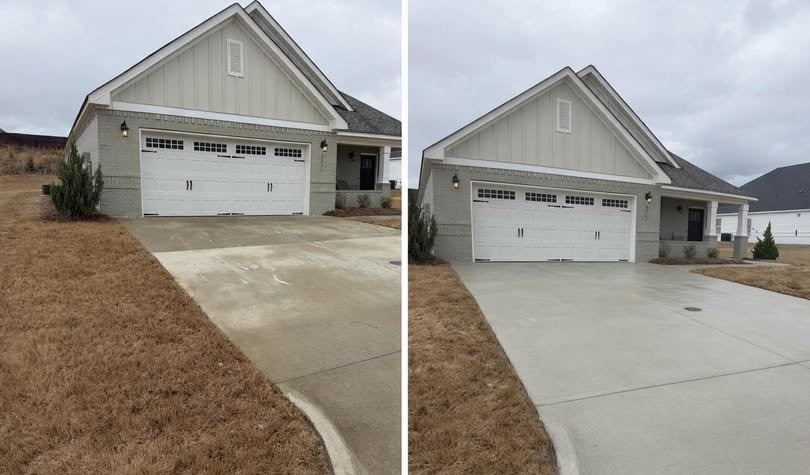 Before and After Driveway Cleaning Opelika AL